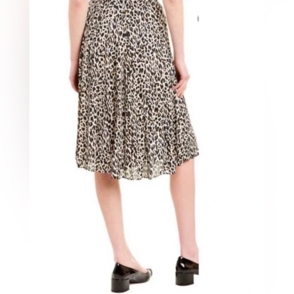 J. Crew Black and Cream Cheetah Print Pleated Midi Skirt Sz 12 - Picture 3 of 5